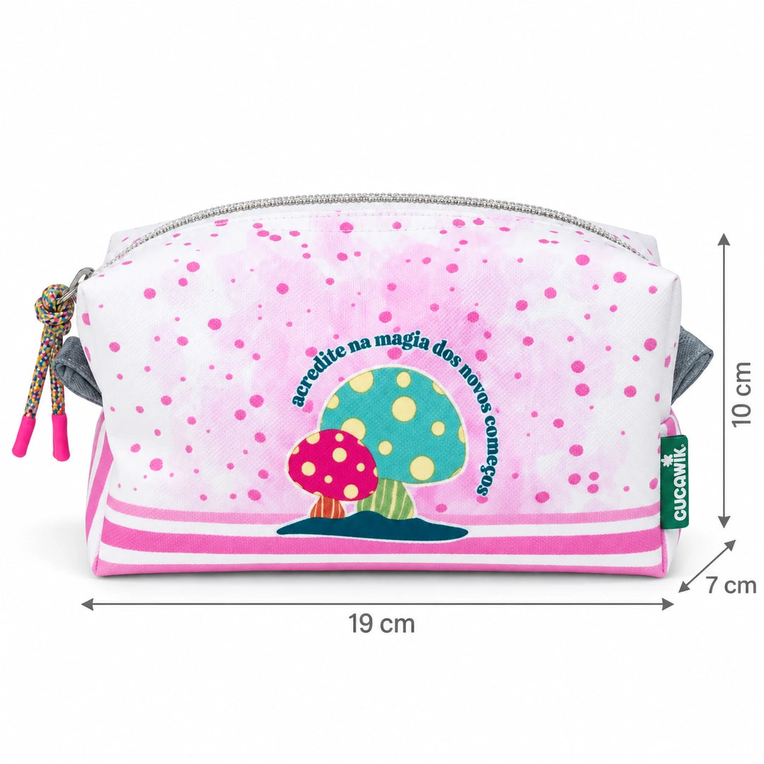Necessaire Médio Impermeável Eden "Acredita na Magia dos Novos Começos" — com medidas