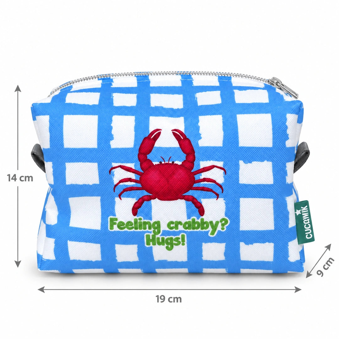 Necessaire Grande Impermeável Eden "Feeling Crabby? Hugs!" — com medidas