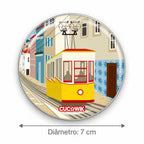 Espelho de bolso Redondo Miro Eléctrico Bica Lisboa — medidas — diâmetro 7 cm