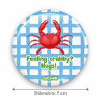 Espelho de bolso Redondo Miro "Feeling Crabby? Hugs!" — medidas — diâmetro 7 cm