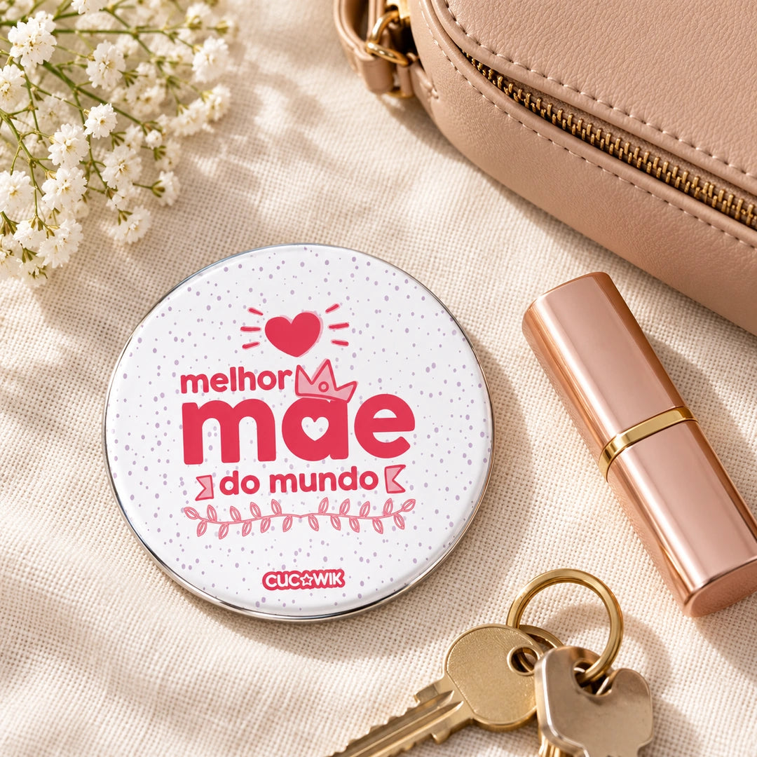 Espelho de bolso Redondo Miro "Melhor Mãe do Mundo" — lifestyle