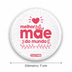 Espelho de bolso Redondo Miro "Melhor Mãe do Mundo" — medidas — diâmetro 7 cm
