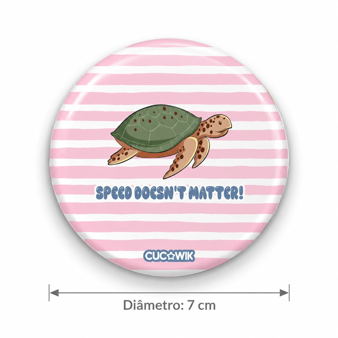 Espelho de bolso Redondo Miro "Speed Doesn't Matter!" — medidas — diâmetro 7 cm