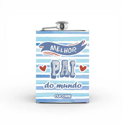 Garrafa de Bolso em Aço Inoxidável Melhor Pai do Mundo