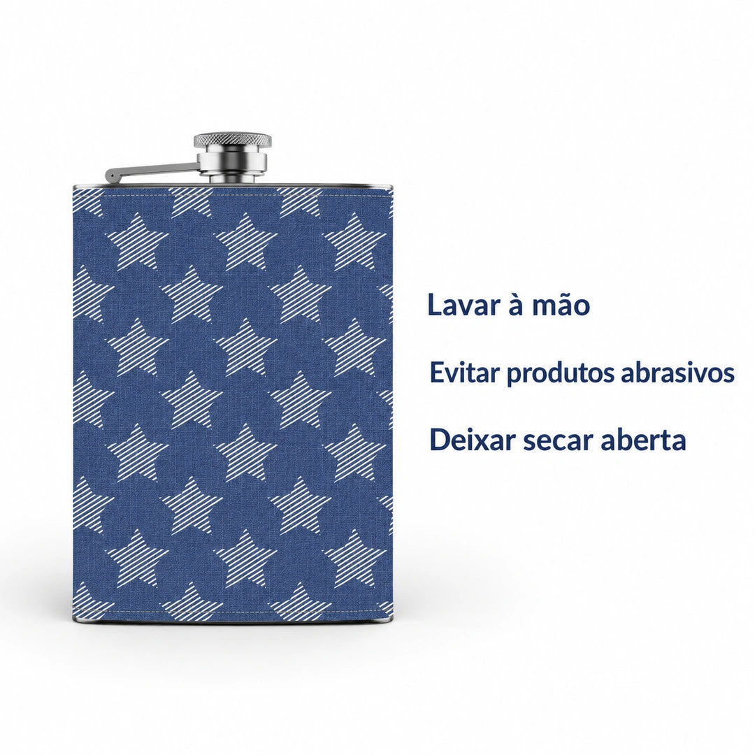 Garrafa de Bolso em Aço Inoxidável Estrelas Brancas Ganga — cuidados de conservação