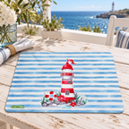 Individual de Mesa Retangular Farol Vermelho Fundo Riscas Azuis — lifestyle