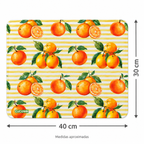 Individual de Mesa Retangular Laranjas Algarvias Fundo Riscas Laranjas — medidas