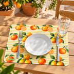 Individual de Mesa Retangular Laranjas Algarvias Fundo Riscas Laranjas — utilizacao
