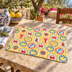 Individual de Mesa Retangular Pratos Mediterrânicos Xadrez Amarelo — lifestyle