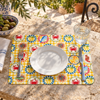Individual de Mesa Retangular Pratos Mediterrânicos Xadrez Amarelo — utilizacao