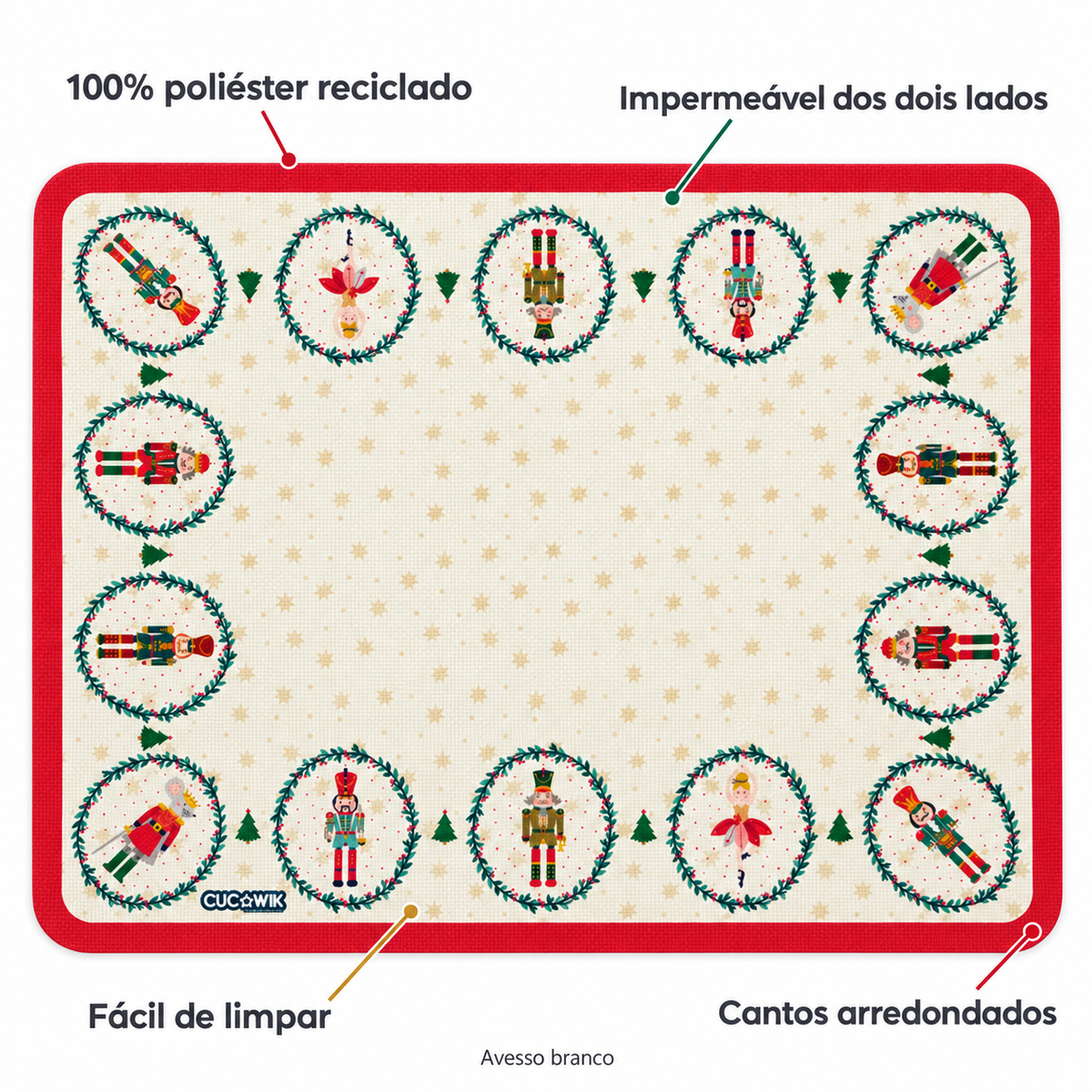 Individual de Mesa Retangular Quebra Nozes Estrelas — caracteristicas
