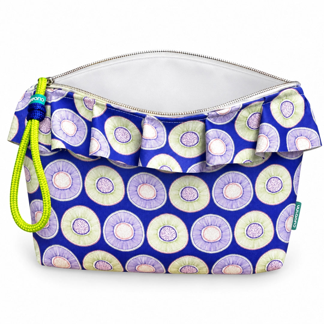 Bolsa Maggy Kiwi aberta e vazia, com interior branco sem forro nem divisórias, Cucawik