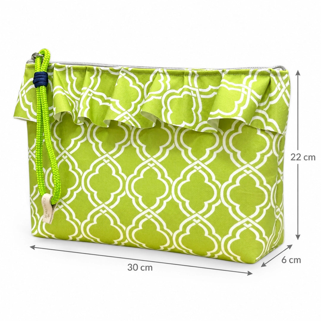 Bolsa Maggy Quatrefoil Verde: largura 30 cm, altura 22 cm e base 6 cm, Cucawik