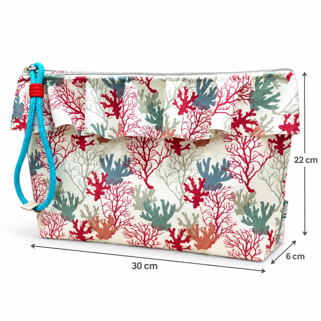 Bolsa Maggy Corais Marinhos: largura 30 cm, altura 22 cm e base 6 cm, Cucawik