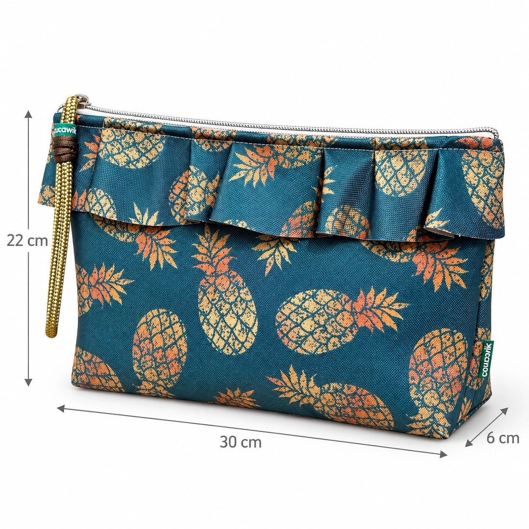 Bolsa Maggy Ananás Dourado: largura 30 cm, altura 22 cm e base 6 cm, Cucawik