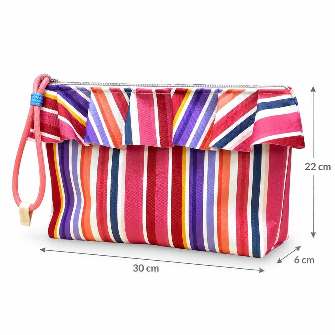 Medidas da Maggy Riscas Coloridas Rosa: largura 30 cm, altura 22 cm e base 6 cm, Cucawik