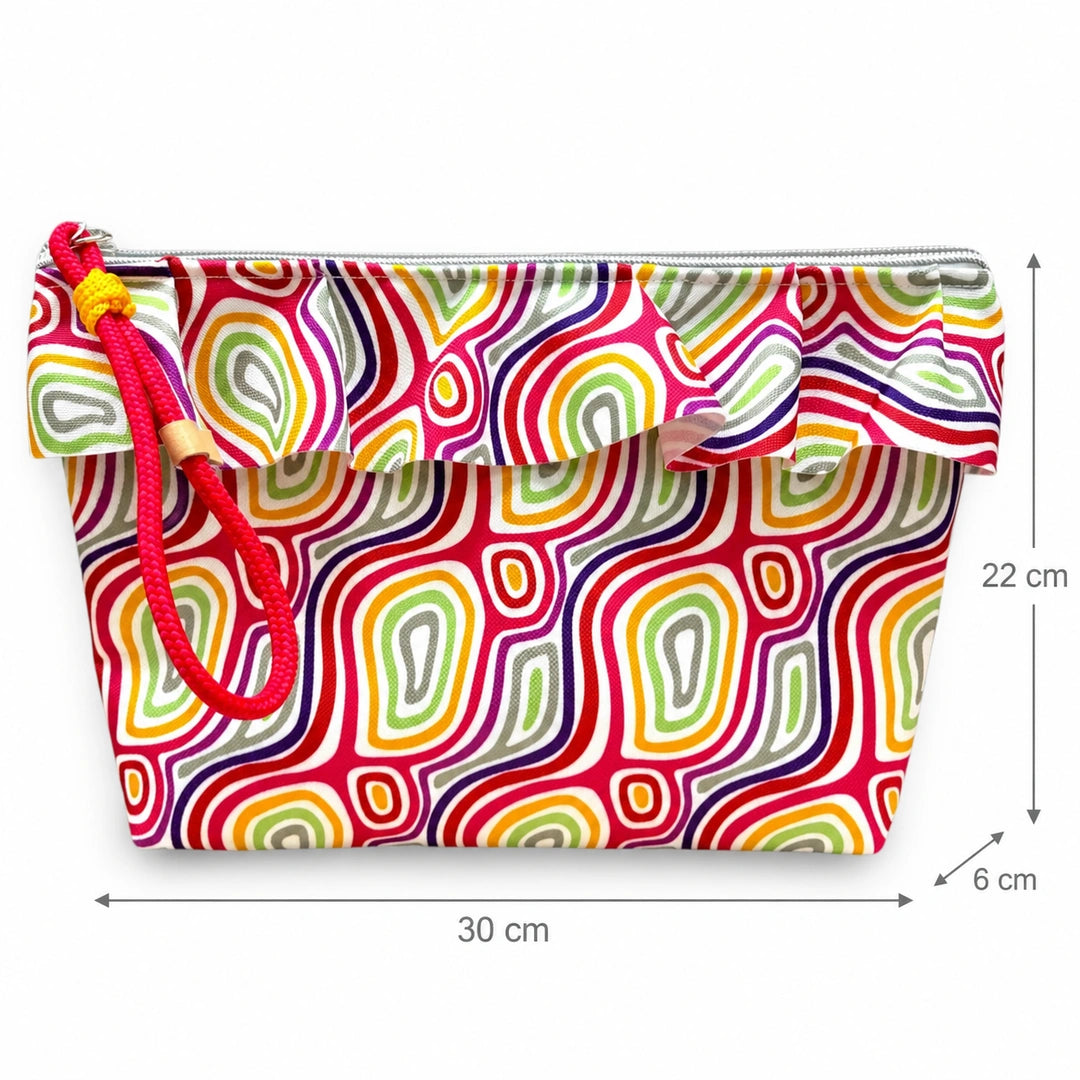 Necessaire Grande Impermeável Maggy com Folho Orgânico Ondulado Colorido — com medidas 30 × 22 × 6 cm
