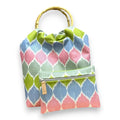 Mala Stella com Pegas de Bambu Ikat Pastel Rosa Verde Azul