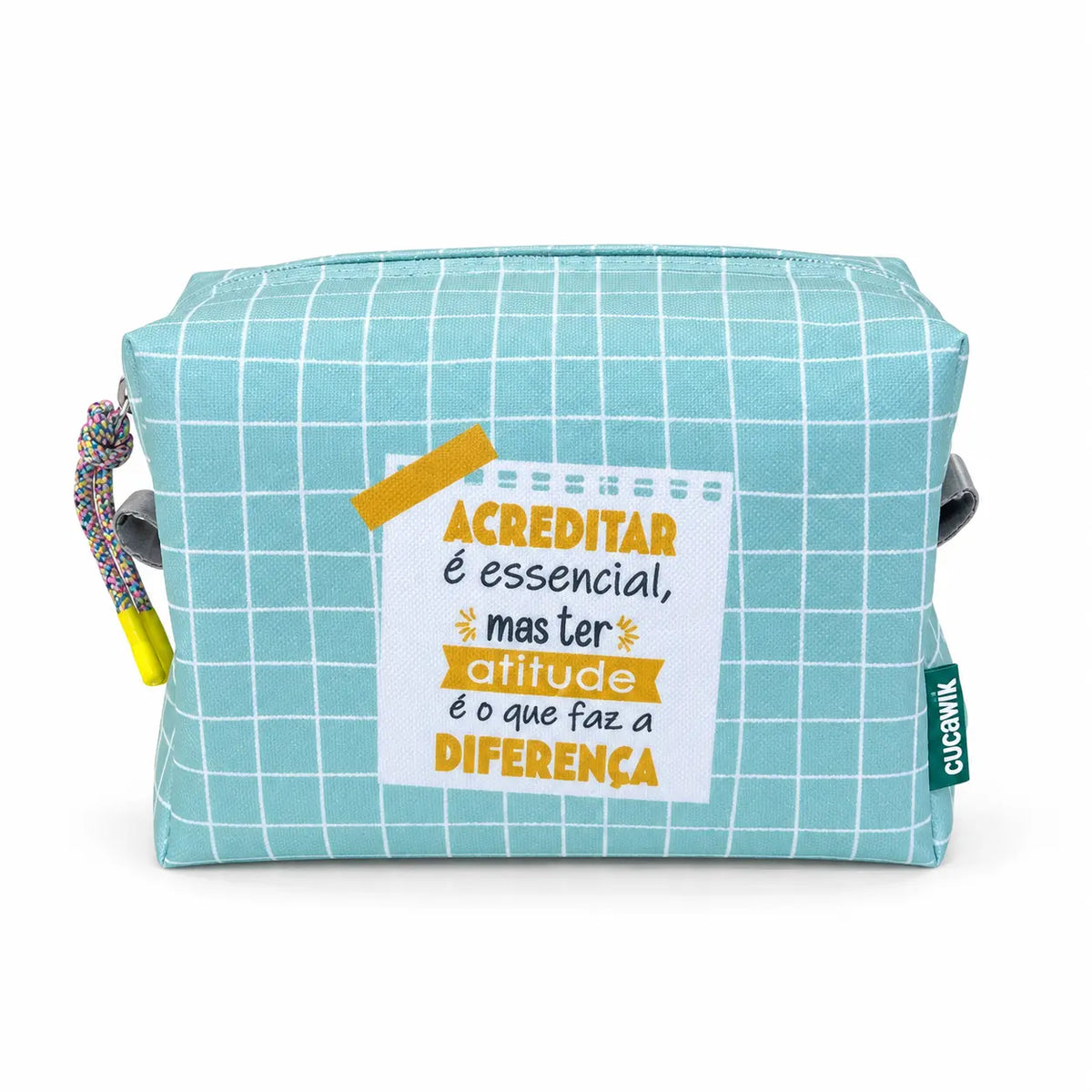 Necessaire Grande Impermeável Eden "Acreditar É Essencial Mas Ter Atitude Faz A Diferença"