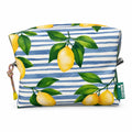 Necessaire Grande Impermeável Eden Limões Sicilianos Fundo Riscas Azuis