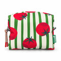 Necessaire Grande Impermeável Eden Tomates Fundo Riscas Verdes