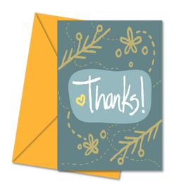 Postal de Agradecimento "Thanks!" Azul Petróleo | Cucawik