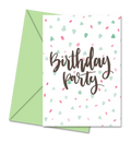 Postal de Aniversário com Bolinhas Coloridas "Birthday Party" | Cucawik