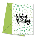 Postal de Aniversário com Bolas Verdes "Fabulous Birthday" | Cucawik