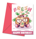 Postal de Aniversário com Mala de Viagem Fresh Rosa "Happy Birthday" | Cucawik