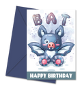 Postal de Aniversário com Morgego Bat Azul "Happy Birthday" | Cucawik
