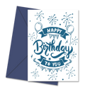 Postal de Aniversário com Balões Azuis "Happy Birthday to You" | Cucawik