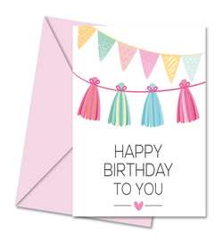 Postal de Aniversário com Pompons "Happy Birthday to You" | Cucawik