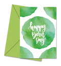 Postal de Aniversário com Bolas Verdes "Happy Born Day!" | Cucawik
