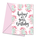 Postal de Aniversário com Flores "Hooray! It's Your Birthday" | Cucawik