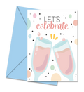 Postal de Aniversário com Copos "Let's Celebrate" | Cucawik