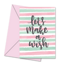 Postal de Aniversário com Riscas Coloridas "Let's Make a Wish" | Cucawik