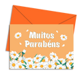 Postal de Aniversário com Flores Margaridas "Muitos Parabéns" | Cucawik