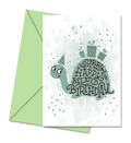 Postal de Aniversário com Tartaruga Verde "Sorry.Traffic was Slow...Happy Belated Birthday" | Cucawik