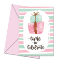 Postal de Aniversário com Presente "Time to Celebrate" | Cucawik