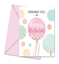 Postal de Aniversário com Balão "Wishing You a Happy Birthday" | Cucawik