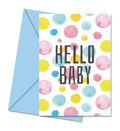 Postal de Chá de Bebé com Bolas Coloridas "Hello Baby" | Cucawik