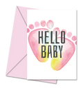 Postal de Chá de Bebé com Pézinhos Rosa "Hello Baby" | Cucawik