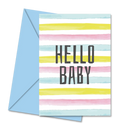 Postal de Chá de Bebé com Riscas Coloridas "Hello Baby" | Cucawik
