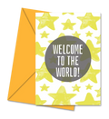 Postal de Chá de Bebé com Estrelas Amarelas "Welcome to the World!" | Cucawik