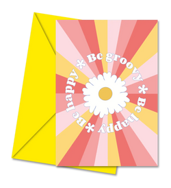 Postal com Mensagem Inspiradora "Be happy - Be Groovy" | Cucawik