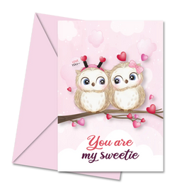 Postal de Namorados com Corujas "You are My Sweetie" | Cucawik