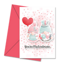 Postal de Gnomos Joaninhas com Balão de Coração "You're My Soulmate" | Cucawik