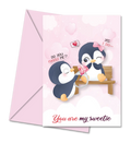 Postal de Namorados com Coelhos nos Vasos "I Love You" | Cucawik