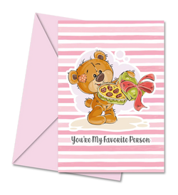Postal de Namorados com Urso e Caixa de Bombons "You´re My Favorite Person" | Cucawik