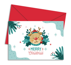 Postal de Natal com Rena "Merry Christmas" | Cucawik